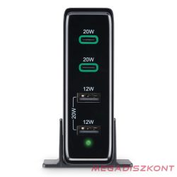 Hálózati töltő HAMA 2xUSB/2xUSB-C 60W fekete