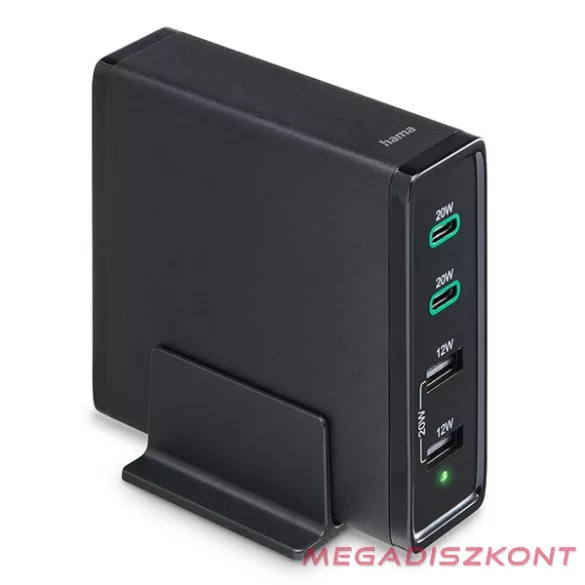 Hálózati töltő HAMA 2xUSB/2xUSB-C 60W fekete