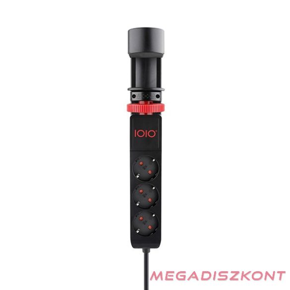 Kábel hosszabbító IOIO asztalhoz rögzíthető 3 aljzat 1,5m, 2xUSB-A, 1xUSB-C fekete