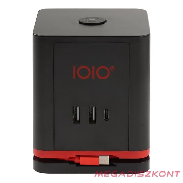 Kábel hosszabbító IOIO 3 aljzat 1,5m, 2xUSB-A, 1xUSB-C fekete