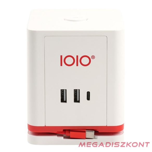 Kábel hosszabbító IOIO 3 aljzat 1,5m, 2xUSB-A, 1xUSB-C fehér
