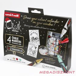   Folyékony kréta UNI PWE-5M Karácsonyi kiadás Tradicionális színek 4 darabos