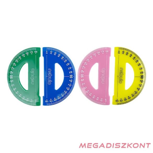 Szögmérő NEBULO 180 fokos 10 cm műanyag színes