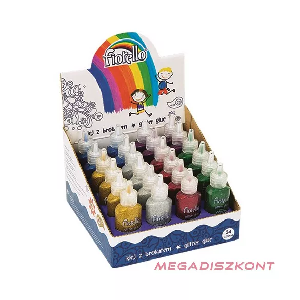 Ragasztó folyékony display FIORELLO GR-BK20D24 glitteres 20ml 24 darabos vegyes színek