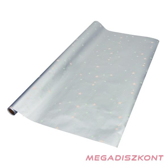 Díszcsomagoló CREATIVE tekercses 70x200 cm glitteres karácsonyi mintás ezüst matt