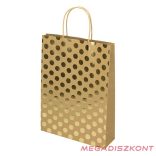 Dísztasak CREATIVE ECO Special Plus L 26x35x8 cm barna fóliás arany csíkos-pöttyös sodort füles