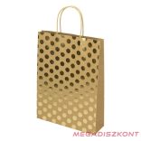 Dísztasak CREATIVE ECO Special Plus L 26x35x8 cm barna fóliás arany csíkos-pöttyös sodort füles