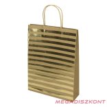 Dísztasak CREATIVE ECO Special Plus L 26x35x8 cm barna fóliás arany csíkos-pöttyös sodort füles