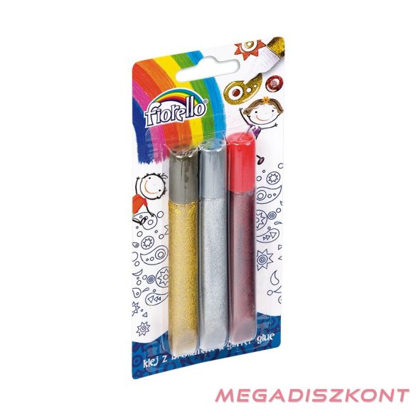Ragasztó folyékony FIORELLO GR-BK13B3 glitteres 3x13 ml arany ezüst piros