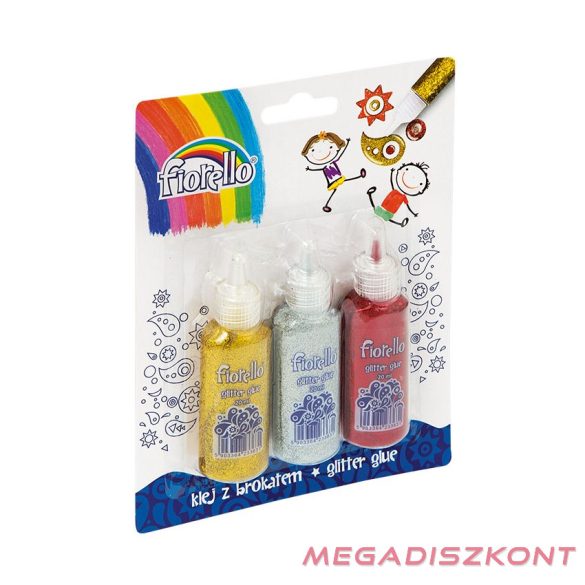 Ragasztó folyékony FIORELLO GR-BK20B3 glitteres 3x20 ml arany ezüst piros