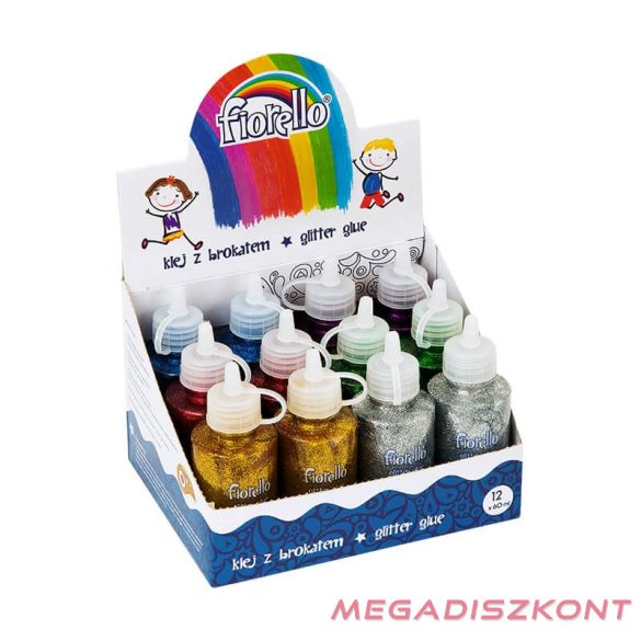 Ragasztó folyékony FIORELLO GR-BK60D12 glitteres 60ml 12 darabos display vegyes színek