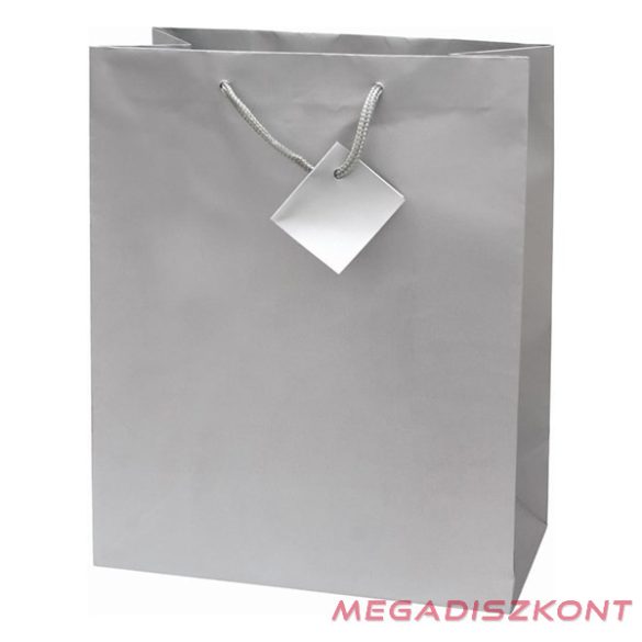 Dísztasak CREATIVE Special Simple L 26x32x12 cm egyszínű ezüst zsinórfüles