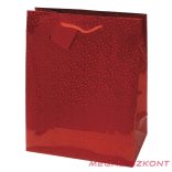 Dísztasak CREATIVE Special Hologram M 18x23x10 cm egyszínű piros sodort füles