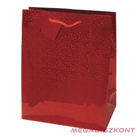 Dísztasak CREATIVE Special Hologram L 26x32x12 cm egyszínű piros sodort füles