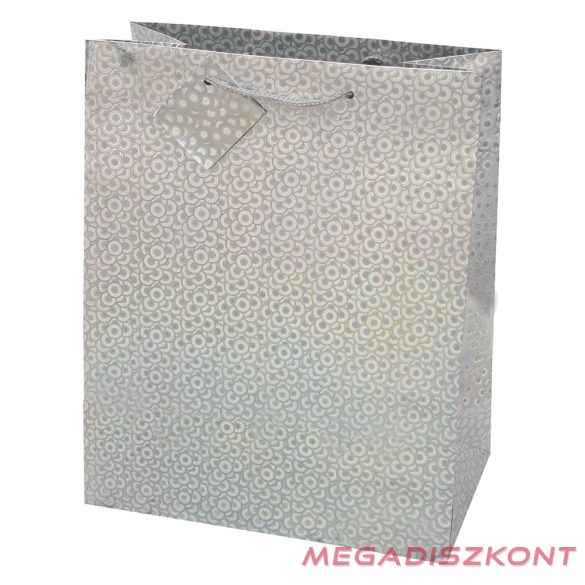 Dísztasak CREATIVE Special Hologram M 18x23x10 cm egyszínű ezüst sodort füles