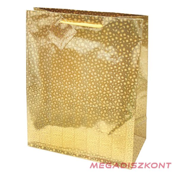 Dísztasak CREATIVE Special Hologram L 26x32x12 cm egyszínű arany sodort füles