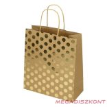 Dísztasak CREATIVE ECO Special Plus M 22x25x10 cm barna fóliás arany csíkos-pöttyös sodort füles