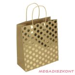 Dísztasak CREATIVE ECO Special Plus M 22x25x10 cm barna fóliás arany csíkos-pöttyös sodort füles