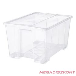   Tárolódoboz műanyag tetővel áttetsző 78x56x43cm 130 liter