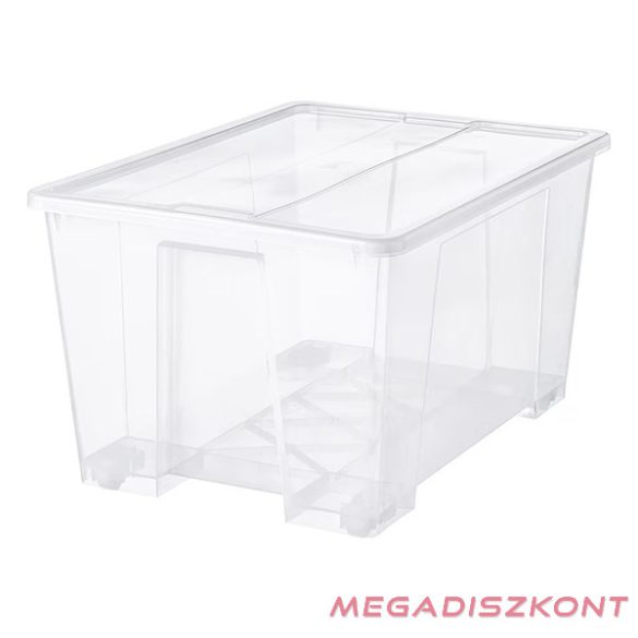 Tárolódoboz műanyag tetővel áttetsző 78x56x43cm 130 liter