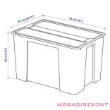 Tárolódoboz műanyag tetővel áttetsző 78x56x43cm 130 liter