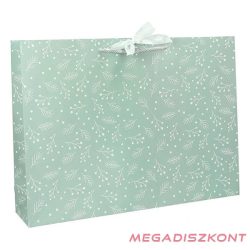   Dísztasak CREATIVE Deluxe Plus M 23x18x10 cm fekvő fagyöngy matt világoszöld sodort füles masnival