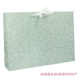 Dísztasak CREATIVE Deluxe Plus M 23x18x10 cm fekvő fagyöngy matt világoszöld sodort füles masnival