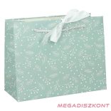 Dísztasak CREATIVE Deluxe Plus L 33x26x12 cm fekvő fagyöngy matt világoszöld sodort füles masnival