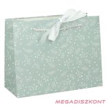 Dísztasak CREATIVE Deluxe Plus L 33x26x12 cm fekvő fagyöngy matt világoszöld sodort füles masnival