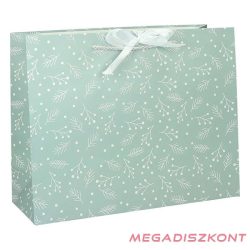   Dísztasak CREATIVE Deluxe Plus XL 45x33x10 cm fekvő fagyöngy matt világoszöld sodort füles masnival