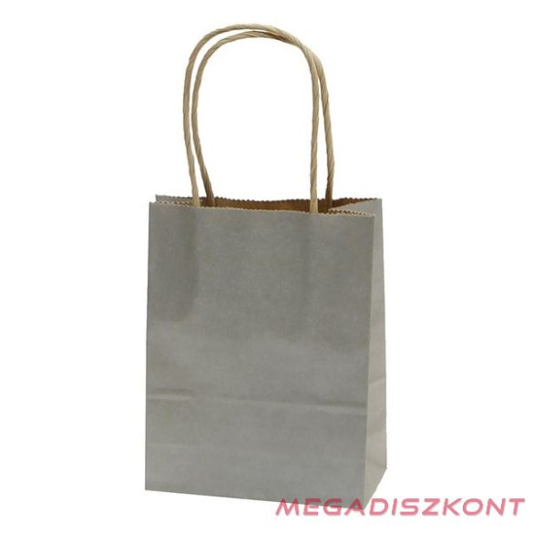 Dísztasak CREATIVE Classic Simple S 12x15x5,5 cm kraft egyszínű ezüst sodort füles