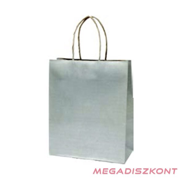 Dísztasak CREATIVE Classic Simple S 12x15x5,5 cm kraft egyszínű ezüst sodort füles