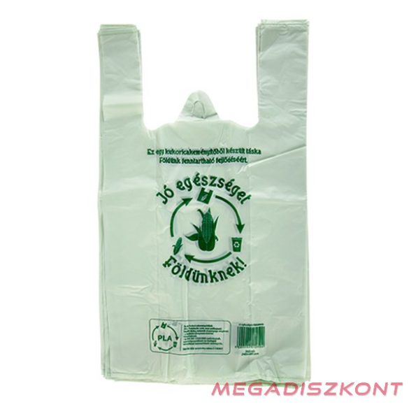 Ingvállas táska lebomló PLA 30x50x23cm vastag Jó egészséget Földünknek felirattal 100 darabos