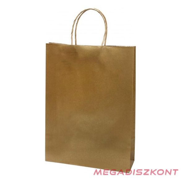 Dísztasak CREATIVE Classic Simple L 26x35x8 cm kraft egyszínű arany sodort füles