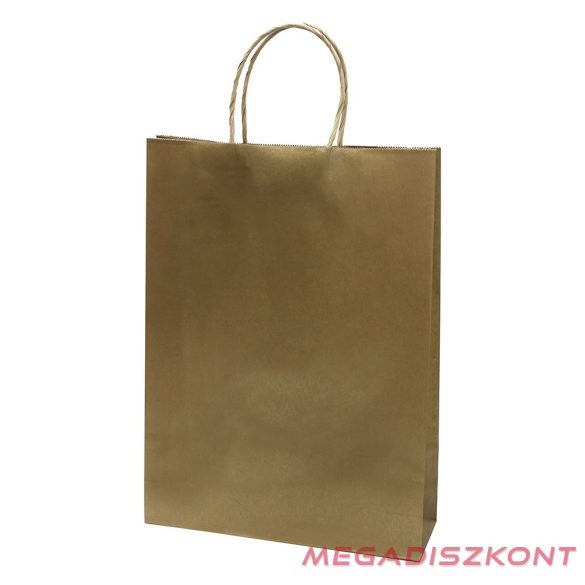 Dísztasak CREATIVE Classic Simple L 26x35x8 cm kraft egyszínű arany sodort füles