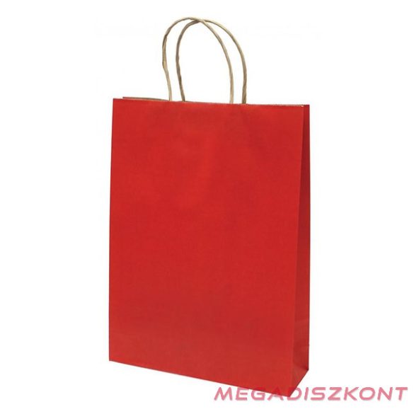 Dísztasak CREATIVE Classic Simple L 26x35x8 cm kraft egyszínű piros sodort füles