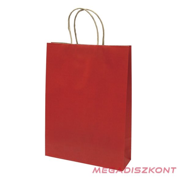 Dísztasak CREATIVE Classic Simple L 26x35x8 cm kraft egyszínű piros sodort füles