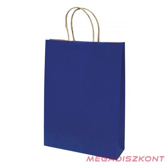 Dísztasak CREATIVE Classic Simple L 26x35x8 cm kraft egyszínű sötétkék sodort füles