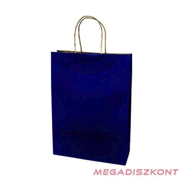 Dísztasak CREATIVE Classic Simple L 26x35x8 cm kraft egyszínű sötétkék sodort füles