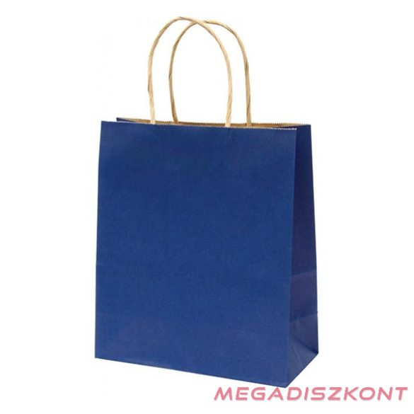 Dísztasak CREATIVE Classic Simple M 22x25x10 cm kraft egyszínű sötétkék sodort füles