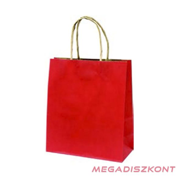 Dísztasak CREATIVE Classic Simple S 12x15x5,5 cm kraft egyszínű piros sodort füles