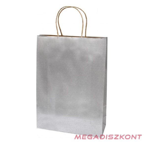 Dísztasak CREATIVE Classic Simple XL 31x42x11 cm kraft egyszínű ezüst sodort füles