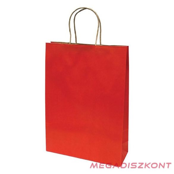 Dísztasak CREATIVE Classic Simple XL 31x42x11 cm kraft egyszínű piros sodort füles