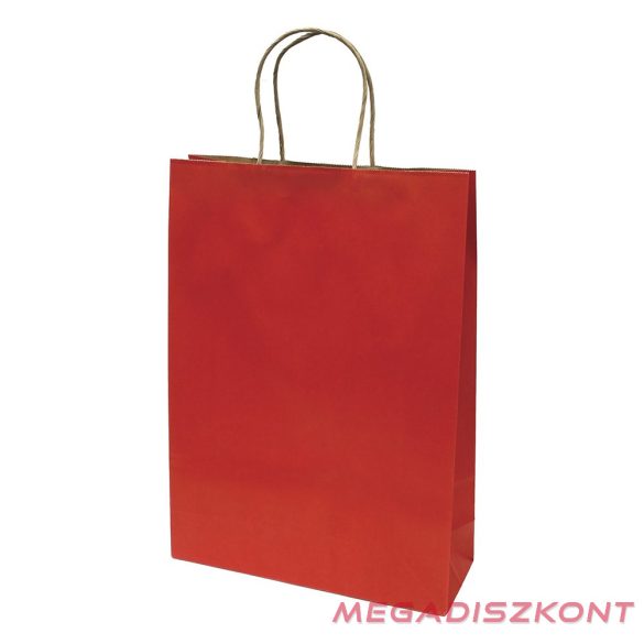 Dísztasak CREATIVE Classic Simple XL 31x42x11 cm kraft egyszínű piros sodort füles