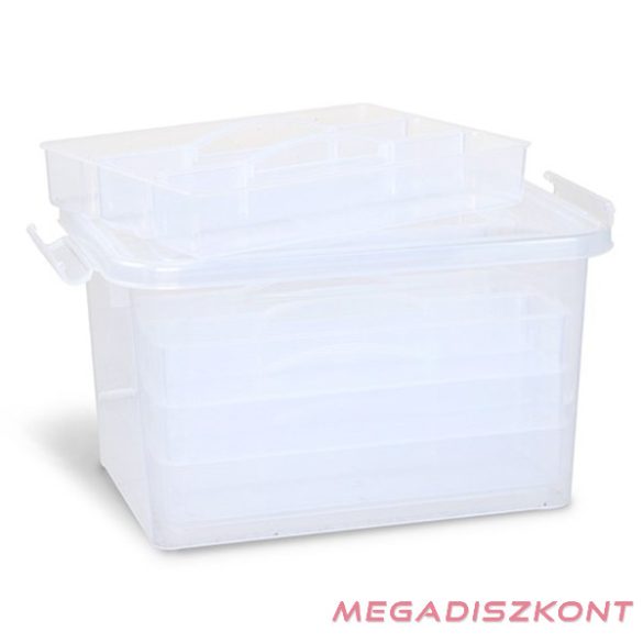 Tárolódoboz PRIMO 25,5x17x14,5 cm műanyag 4 db elválasztó tálcával