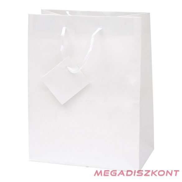 Dísztasak CREATIVE Special Simple M 18cm x 23cm x 10 cm egyszínű fehér zsinórfüles