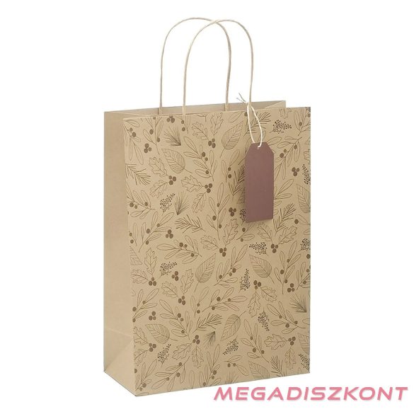 Dísztasak CREATIVE ECO Delucm x Plus cm x L 32cm x 44cm x 11 cm kraft fóliás levél mintás sodort füles