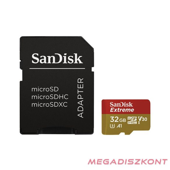 Memóriakártya SANDISK microSDHC Extreme V30 32 GB + adapter