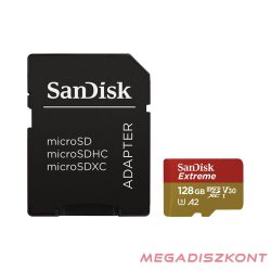   Memóriakártya SANDISK microSDXC Extreme U3 V30 128 GB + adapter