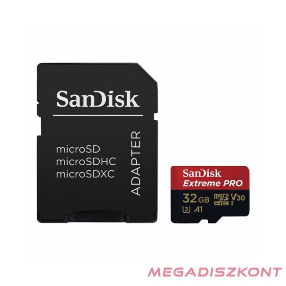 Memóriakártya SANDISK microSDHC Extreme PRO V30 32 GB + adapter